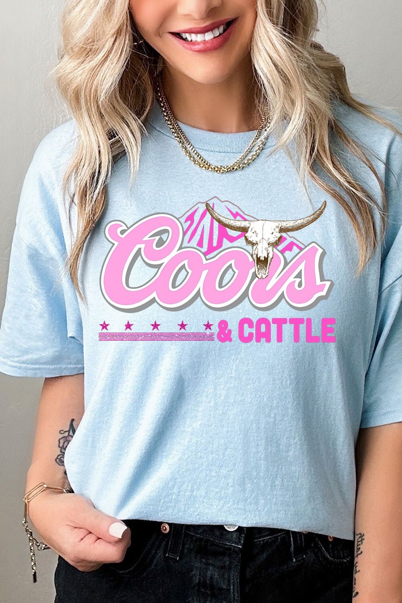 Pink Coors And Cattle Short Sleeve Relaxed Fit T-Shirt - Wholesale Accessory Market