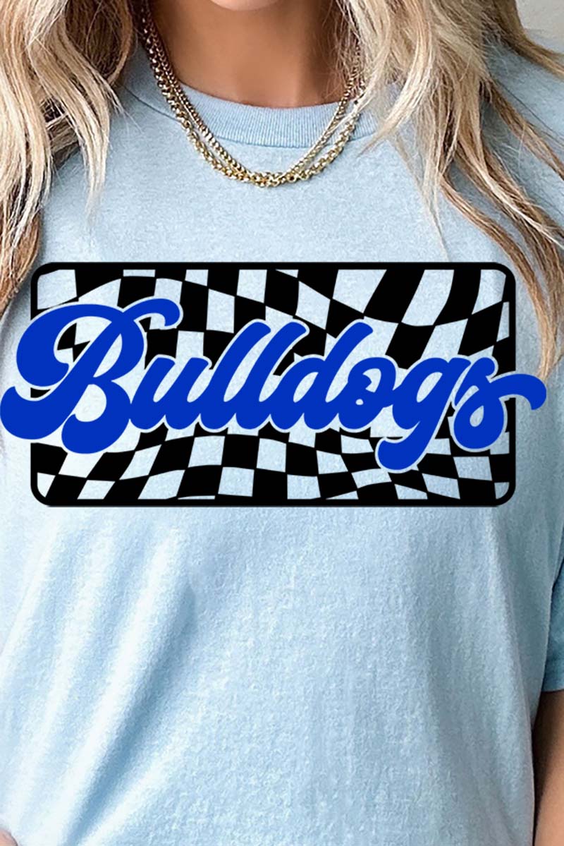 Checkered Bulldogs Royal Sleeve Relaxed Fit T-Shirt - Wholesale Accessory Market