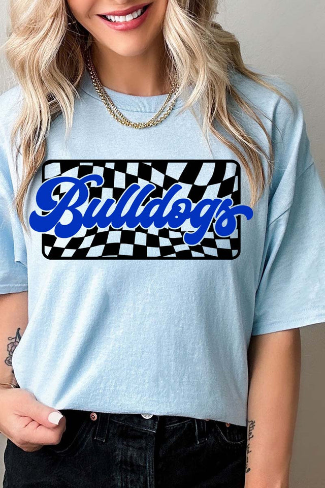 Checkered Bulldogs Royal Sleeve Relaxed Fit T-Shirt - Wholesale Accessory Market