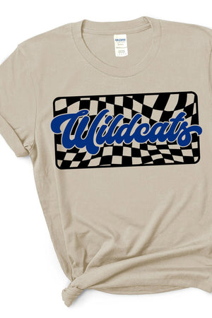 Checkered Wildcats Royal Sleeve Relaxed Fit T-Shirt - Wholesale Accessory Market