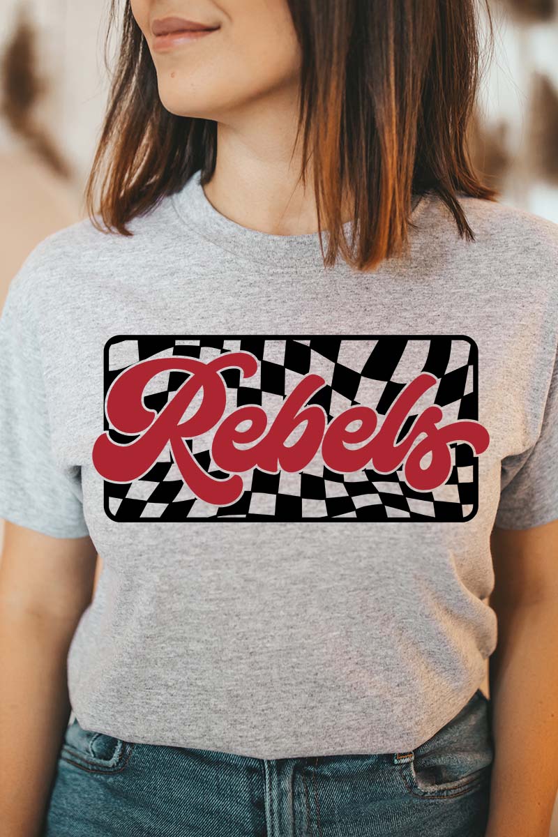 Checkered Rebels Red Sleeve Relaxed Fit T-Shirt - Wholesale Accessory Market