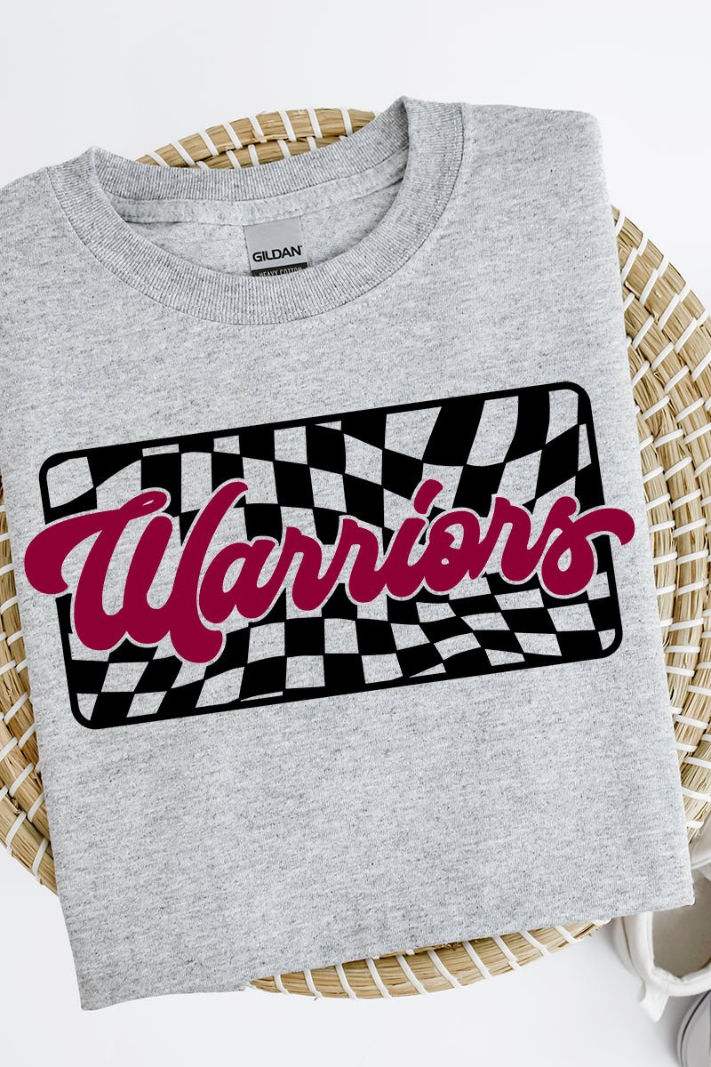 Checkered Warriors Maroon Sleeve Relaxed Fit T-Shirt - Wholesale Accessory Market