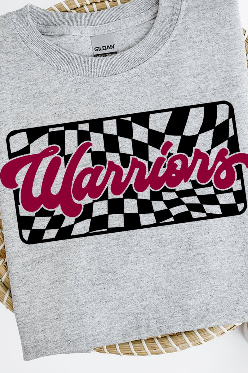 Checkered Warriors Maroon Sleeve Relaxed Fit T-Shirt - Wholesale Accessory Market