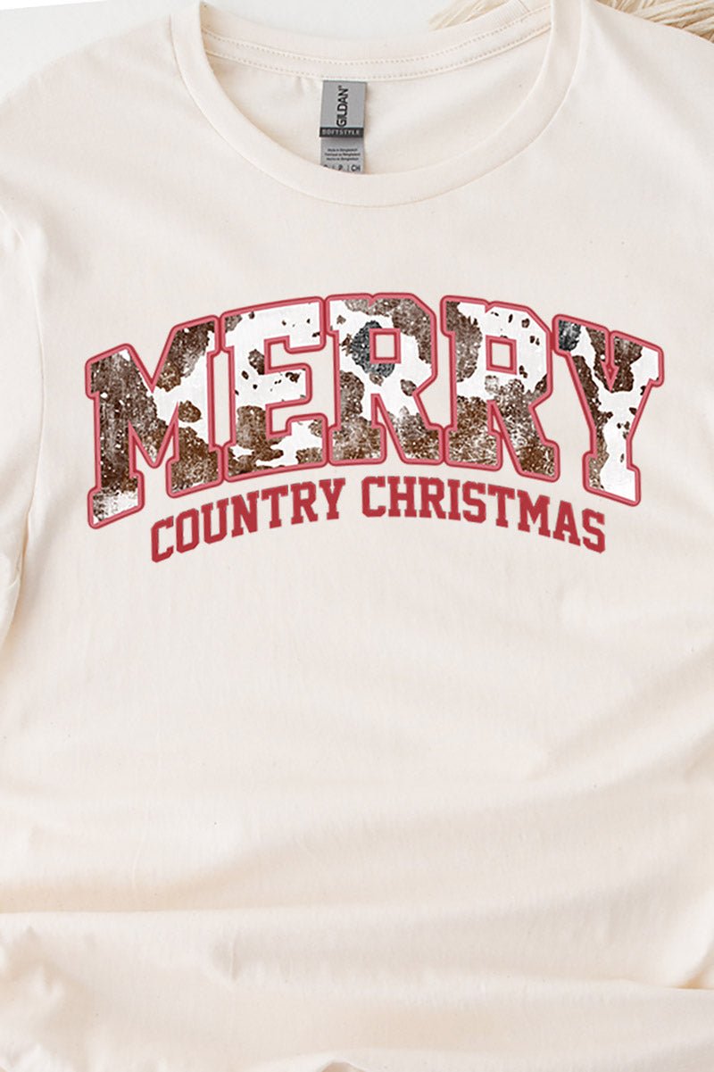 Cow Merry Country Christmas Short Sleeve Relaxed Fit T-Shirt - Wholesale Accessory Market