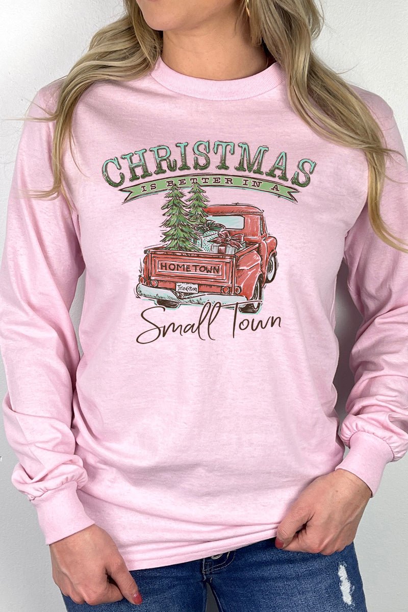 Christmas Better In A Small Town Heavy Cotton Long Sleeve Adult T-Shirt - Wholesale Accessory Market