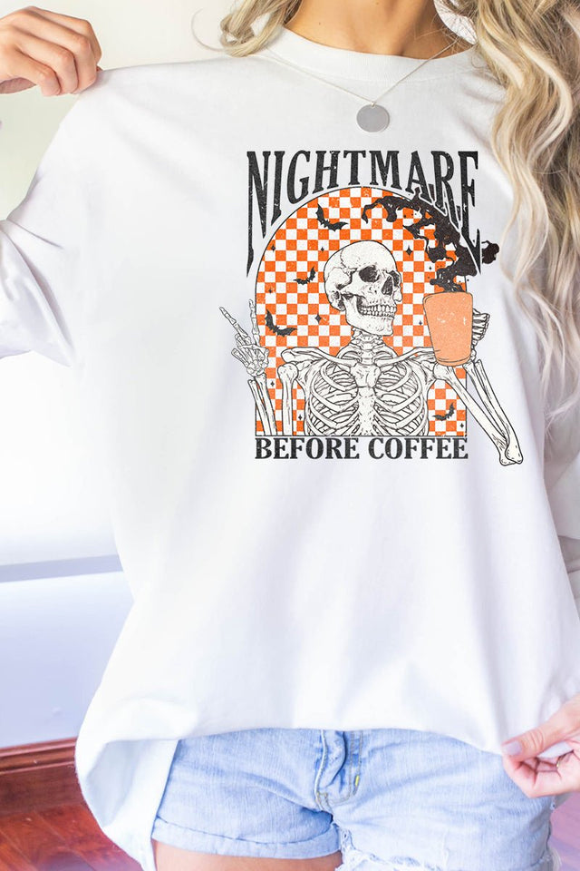 Nightmare Before Coffee Heavy Cotton Long Sleeve Adult T-Shirt - Wholesale Accessory Market