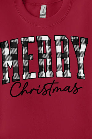 Black And White Buffalo Plaid Merry Christmas Unisex NuBlend Crew Sweatshirt - Wholesale Accessory Market