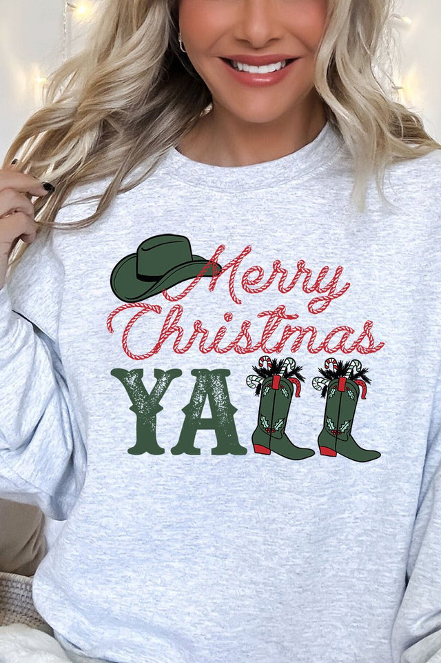 Boots Merry Christmas Y'all Unisex NuBlend Crew Sweatshirt - Wholesale Accessory Market