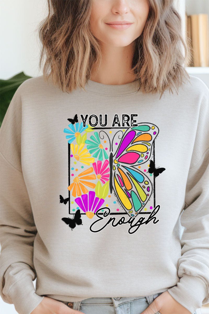 Butterfly You Are Enough Unisex NuBlend Crew Sweatshirt - Wholesale Accessory Market