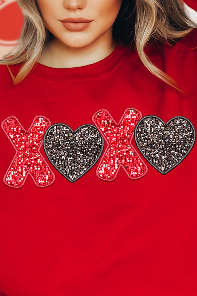 Doodle XOXO Faux Sequin Transfer Unisex NuBlend Crew Sweatshirt - Wholesale Accessory Market