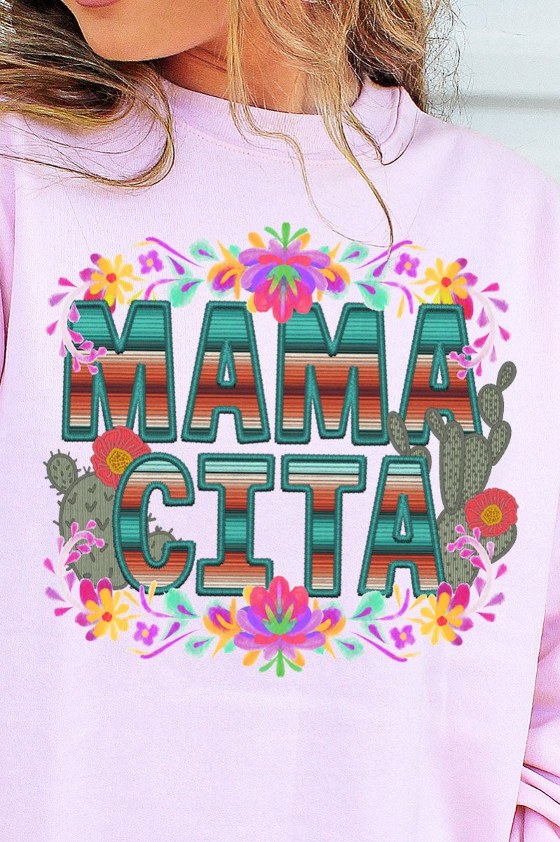 Faux Embroidery Mamacita Transfer Unisex NuBlend Crew Sweatshirt - Wholesale Accessory Market