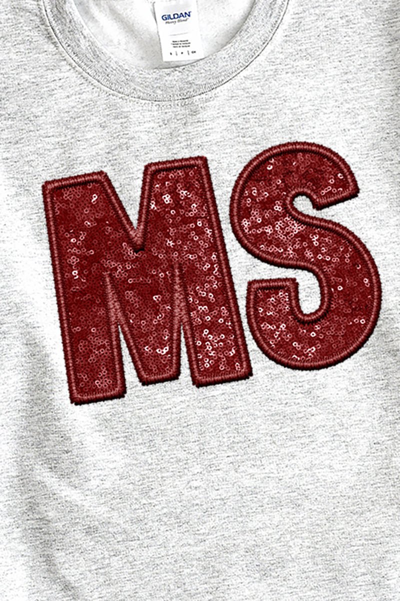 Faux Sequin Transfer Maroon MS Unisex NuBlend Crew Sweatshirt - Wholesale Accessory Market