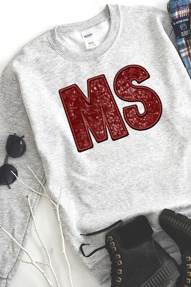 Faux Sequin Transfer Maroon MS Unisex NuBlend Crew Sweatshirt - Wholesale Accessory Market