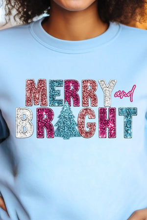 Faux Sequin Merry And Bright Transfer Unisex NuBlend Crew Sweatshirt - Wholesale Accessory Market