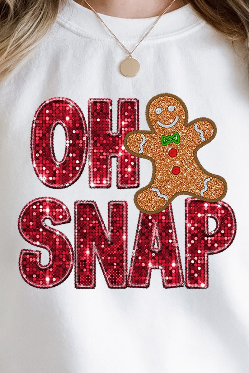 Faux Sequin Oh Snap Gingerbread Transfer Unisex NuBlend Crew Sweatshirt - Wholesale Accessory Market