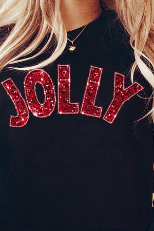 Faux Sequin Red Jolly Transfer Unisex NuBlend Crew Sweatshirt - Wholesale Accessory Market