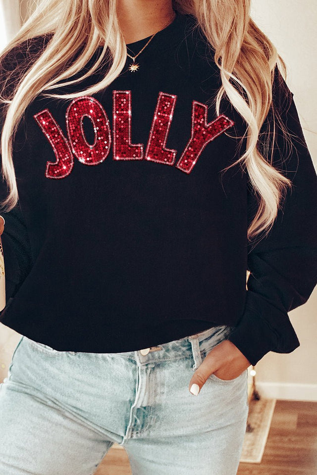 Faux Sequin Red Jolly Transfer Unisex NuBlend Crew Sweatshirt - Wholesale Accessory Market