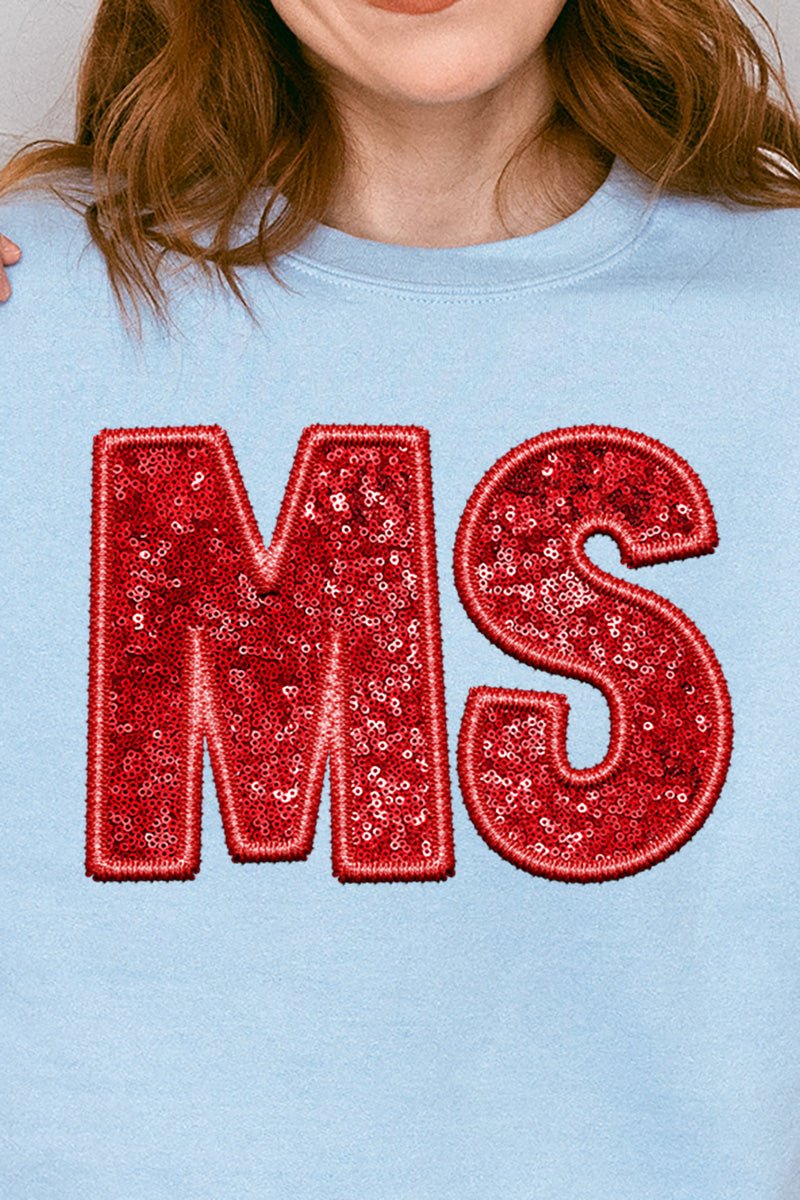 Faux Sequin Transfer Red MS Unisex NuBlend Crew Sweatshirt - Wholesale Accessory Market