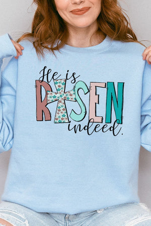 Floral He Is Risen Indeed Unisex NuBlend Crew Sweatshirt - Wholesale Accessory Market