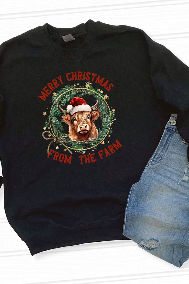 From The Farm Merry Christmas Unisex NuBlend Crew Sweatshirt - Wholesale Accessory Market