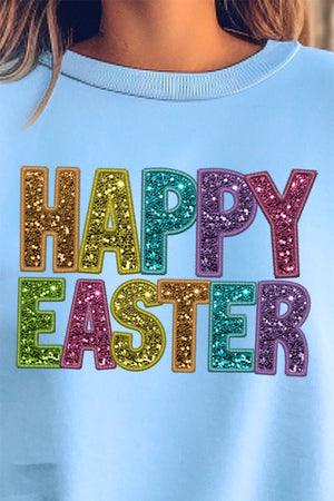 Happy Easter Faux Sequin Transfer Unisex NuBlend Crew Sweatshirt - Wholesale Accessory Market