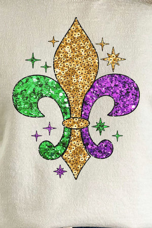 Mardi Gras Fleur De Lis Faux Sequin Transfer Unisex NuBlend Crew Sweatshirt - Wholesale Accessory Market