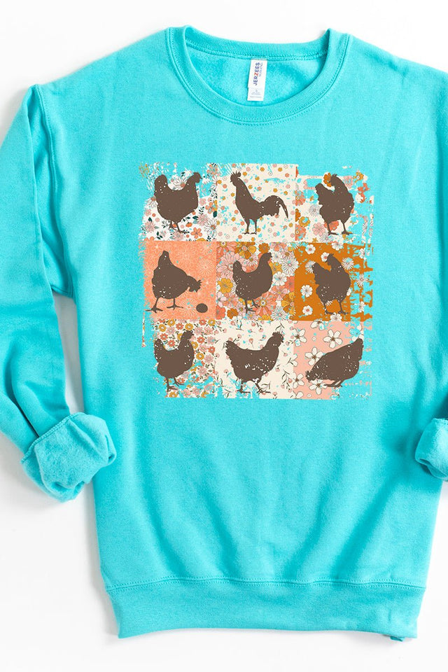 Patchwork Chickens Unisex NuBlend Crew Sweatshirt - Wholesale Accessory Market