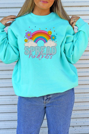 Spread Kindness Faux Embroidery Transfer Unisex NuBlend Crew Sweatshirt - Wholesale Accessory Market