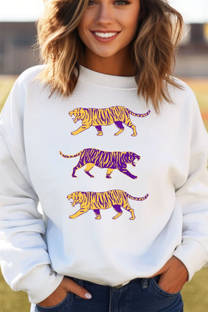 Stacked Purple Tigers Unisex NuBlend Crew Sweatshirt - Wholesale Accessory Market