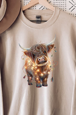 Caught In Lights Highland Cow Unisex NuBlend Crew Sweatshirt - Wholesale Accessory Market