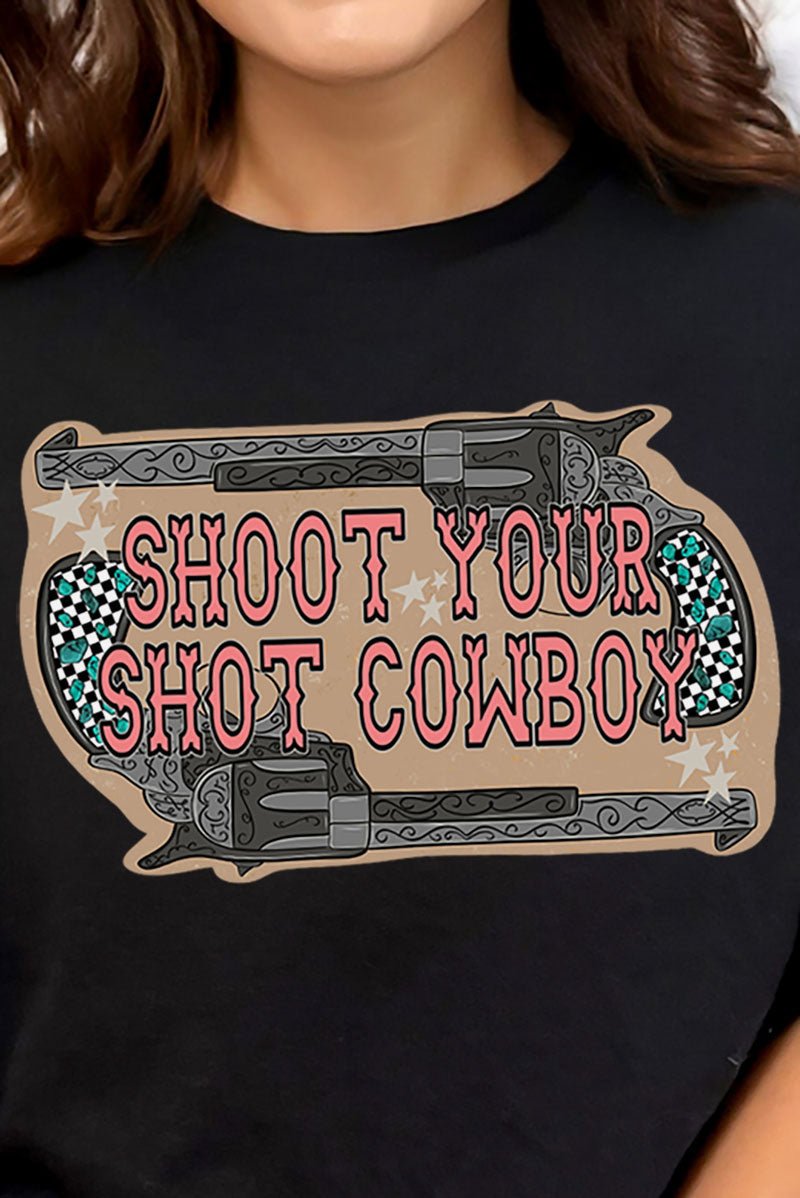 Shoot Your Shot Cowboy Combed Cotton T-Shirt - Wholesale Accessory Market