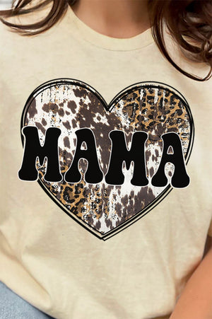 Cowhide Heart Mama Combed Cotton T-Shirt - Wholesale Accessory Market