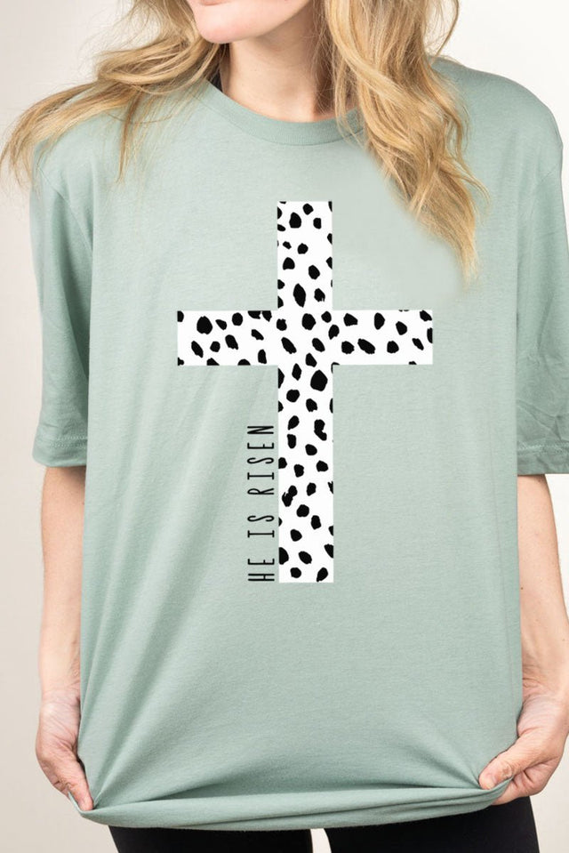 Dalmatian Cross He Is Risen Combed Cotton T-Shirt - Wholesale Accessory Market