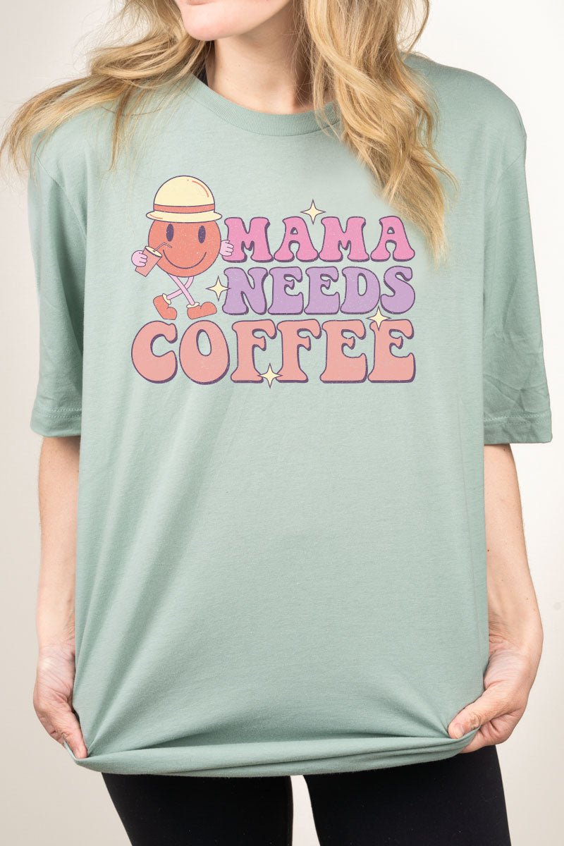 Mama Needs Coffee Combed Cotton T-Shirt - Wholesale Accessory Market