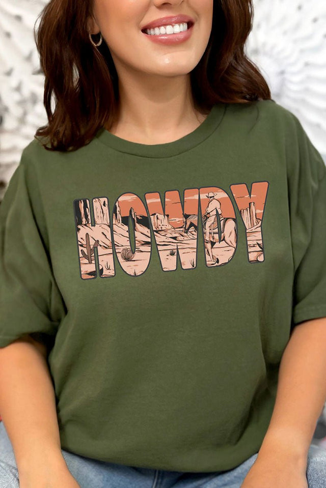 Cowboy Sunset Howdy Combed Cotton T-Shirt - Wholesale Accessory Market