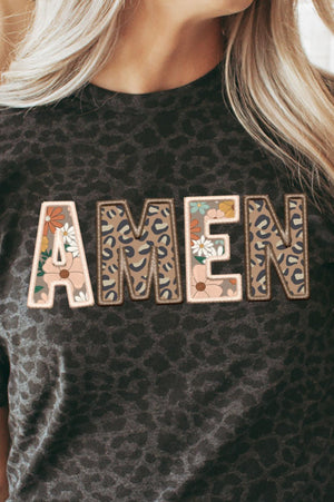 Boho Amen Faux Embroidery Transfer Fine Jersey Tee - Wholesale Accessory Market