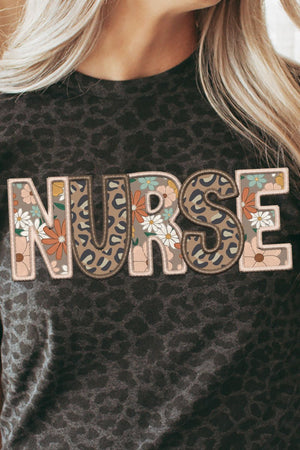 Boho Nurse Faux Embroidery Transfer Fine Jersey Tee - Wholesale Accessory Market