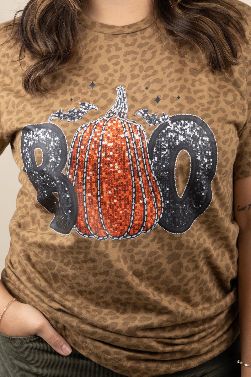 Faux Sequin Boo Fine Jersey Tee - Wholesale Accessory Market