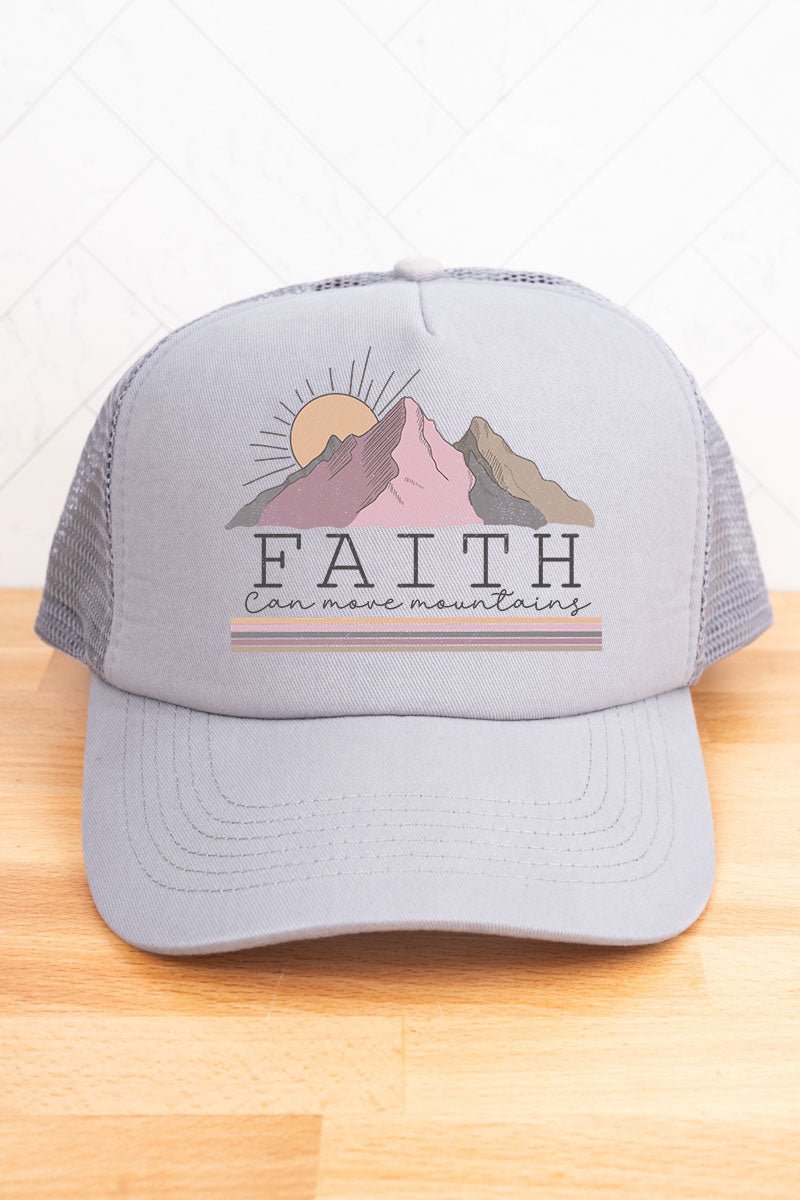 Faith Can Move Mountains Twill Front Mesh Trucker Cap - Wholesale Accessory Market