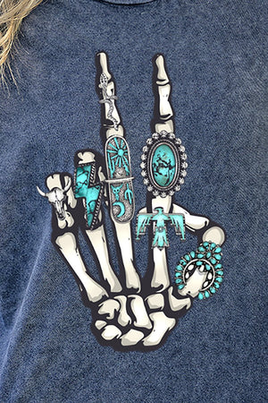 Turquoise Stacked Skeleton Vintage T-Shirt - Wholesale Accessory Market