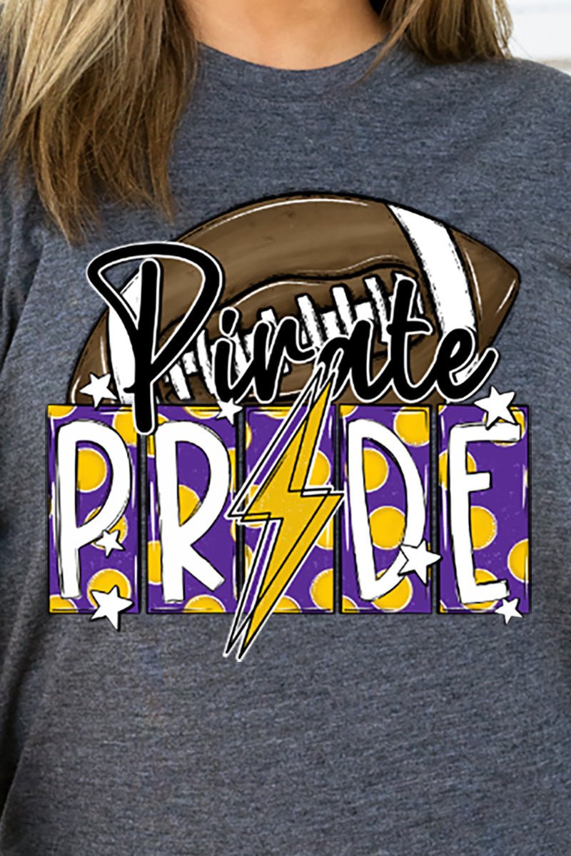 Football Pride Pirate Purple Gold Adult Soft-Tek Blend T-Shirt - Wholesale Accessory Market