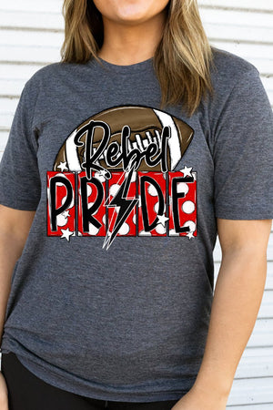 Football Pride Rebel Red Black Adult Soft-Tek Blend T-Shirt - Wholesale Accessory Market