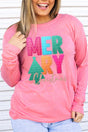 Faux Tinsel Merry Christmas Transfer Adult Soft-Tek Blend Long Sleeve Tee - Wholesale Accessory Market