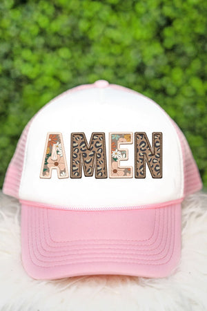 Boho Amen Faux Embroidery Transfer Foam Mesh Back Trucker Cap - Wholesale Accessory Market