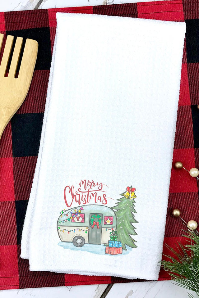 Camper Merry Christmas Waffle Kitchen Towel - Wholesale Accessory Market