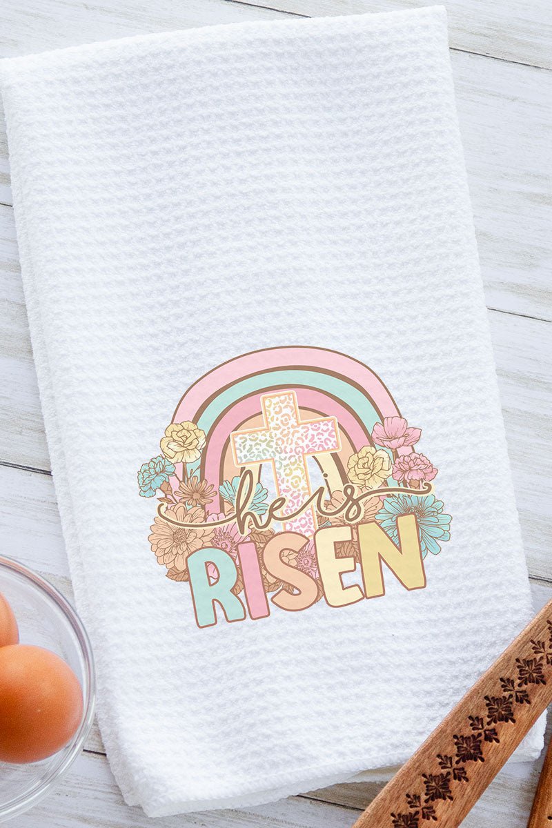 Cheetah Cross He Is Risen Waffle Kitchen Towel - Wholesale Accessory Market