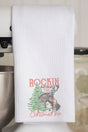 Cowboy Rockin' Around The Christmas Tree Waffle Kitchen Towel - Wholesale Accessory Market