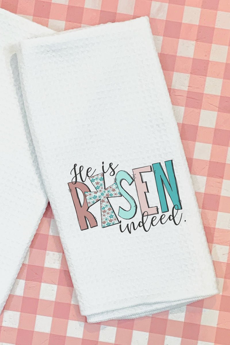 Floral He Is Risen Indeed Waffle Kitchen Towel - Wholesale Accessory Market