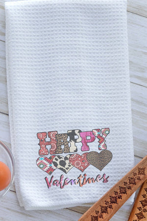 Western Happy Valentines Waffle Kitchen Towel - Wholesale Accessory Market