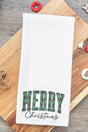 Green Buffalo Plaid Merry Christmas Waffle Kitchen Towel - Wholesale Accessory Market